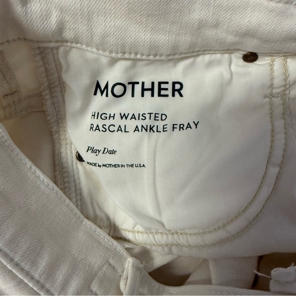MOTHER High Waisted Rascal Ankle Fray Jeans Play Date Cream Size 30 - Picture 4 of 9